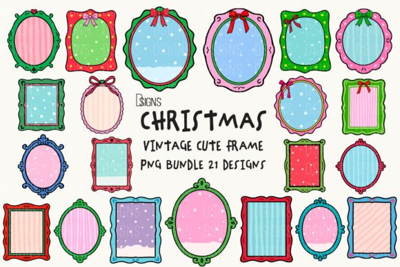 Add Vintage Christmas Charm: The Cute Frame Bundle PNG