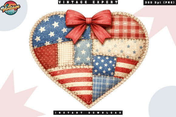 Authentic Americana: The Patriotic Heart Patchwork USA PNG