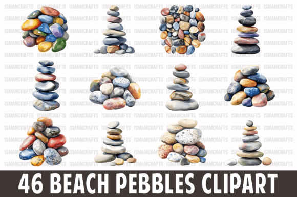 Beach Pebbles Watercolor Clipart Bundle: A Natural Touch for Modern Design