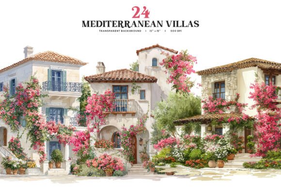 Capturing Coastal Charm with Watercolor Mediterranean Villa Art