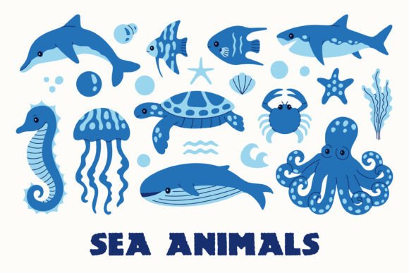 Charming Sea Animals PNG Clipart for Modern Designs