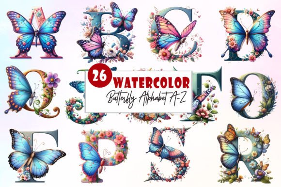 Enchant Your Projects with Watercolor Butterfly Alphabet Clipart