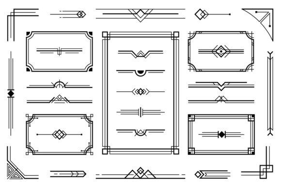Linear Geometric Art Deco Ornaments: A Designer's Toolkit