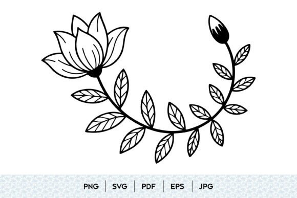 Lotus Flower Branch Line Art SVG: A Designer's Botanical Asset