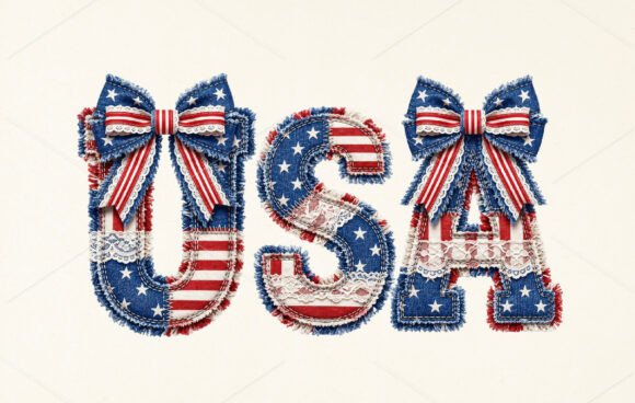 Patchwork USA PNG: Blending Coquette Charm with Patriotic Spirit