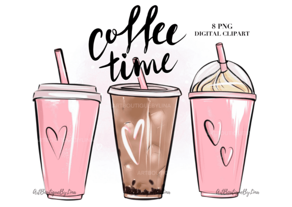 Pink Coffee Cups PNG: Elevate Your Brand with Hand-Drawn Charm