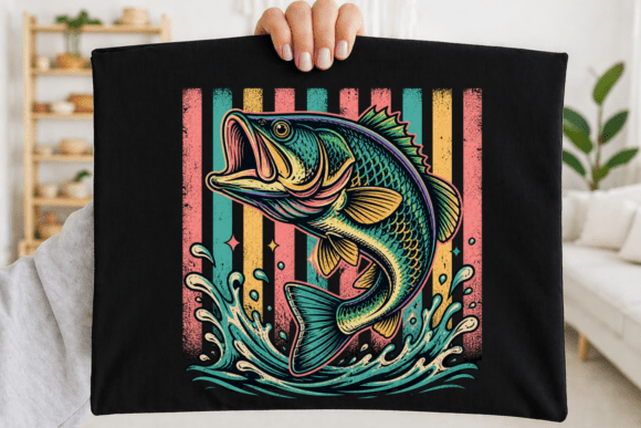 Retro Fishing PNG Shirt Design: A Bold Graphic for Anglers