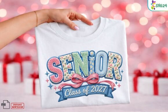 Senior 2027 Floral Patch Bow Varsity PNG: A Designer's Guide