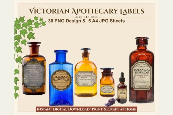 Victorian Apothecary Labels: A Timeless Design Asset