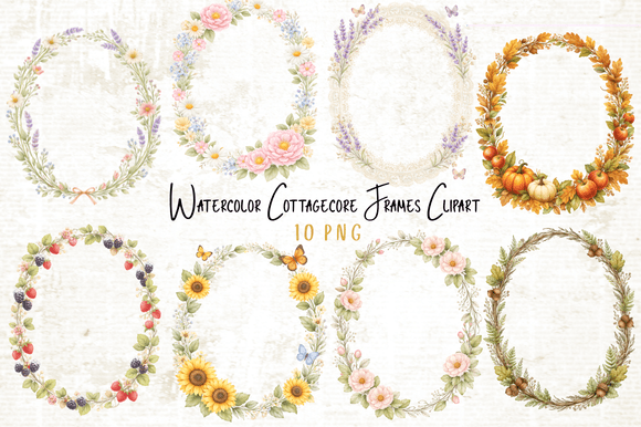 Watercolor Cottagecore Frames Clipart for Your Designs