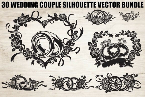 Wedding Rings Silhouette Bundle: 30 Designs for Crafters & Designers